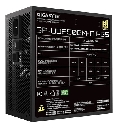 Fuente de poder Gigabyte Full Modular UD850GM-A PG5 80 Plus Gold